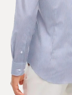 Camisa Tommy Hilfiger Masculina Slim Striped Stretch Azul Marinho