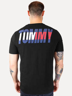 Camiseta Tommy Jeans Masculina Regular Italic Colors Logo Preta