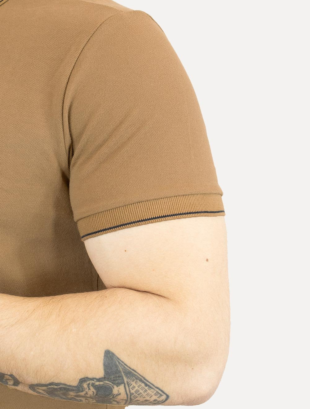 Polo Calvin Klein Masculina Piquet Slim Básica Havana Cáqui Mescla