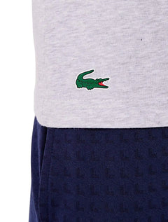 Camiseta Lacoste Masculina Jersey Sport Lines Logo Graphic Cinza Mescla