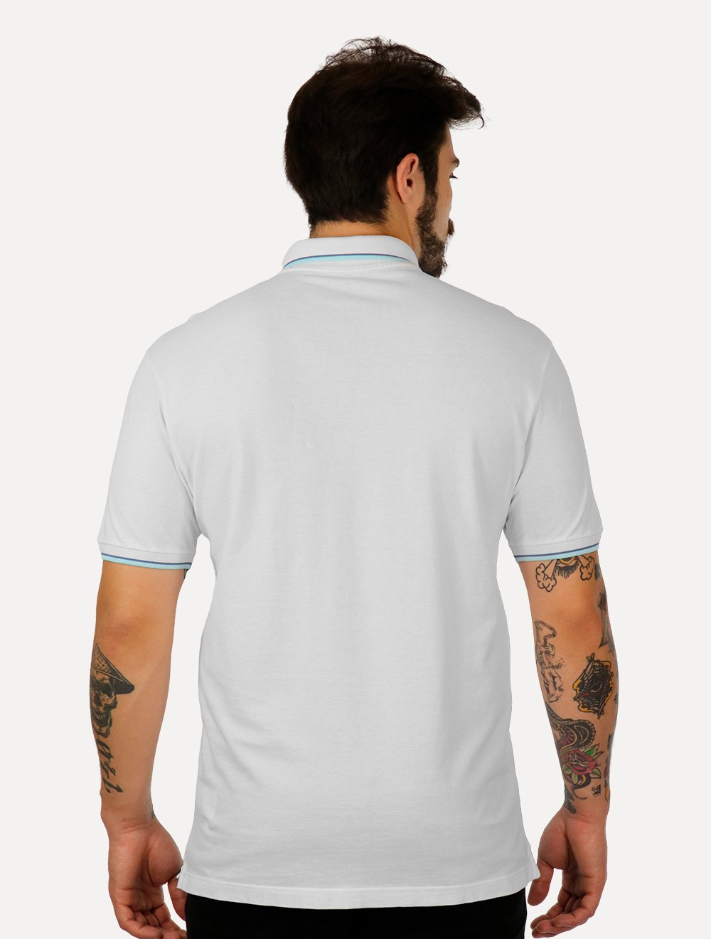 Polo Guess Masculina Piquet Frieze Logo Relief Branca