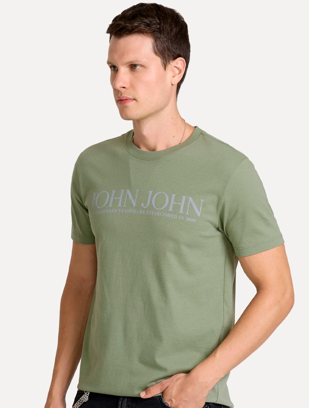 Camiseta John John Masculina Slim Fit Standard Verde Claro