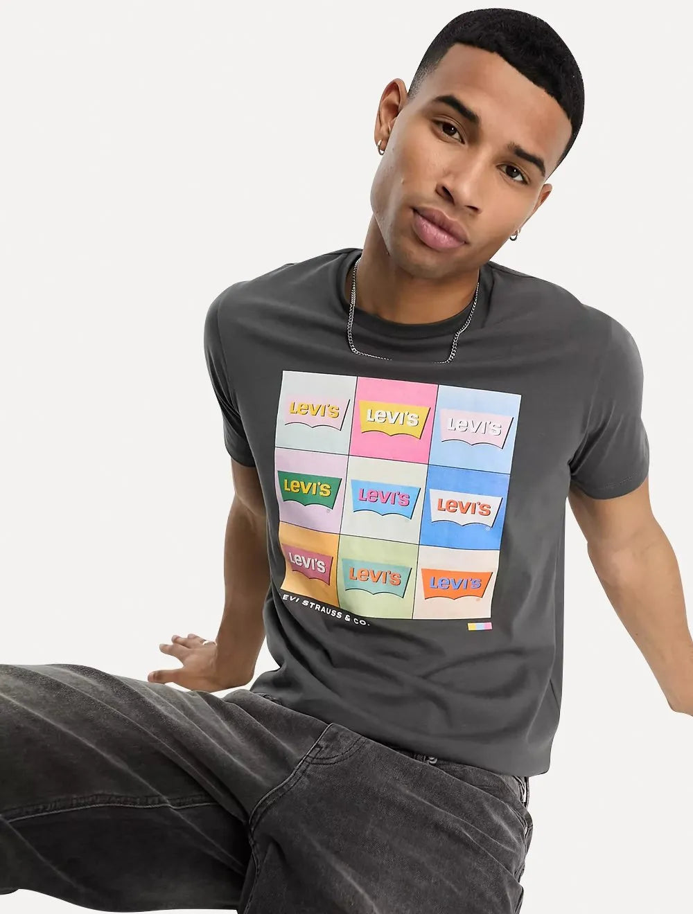 Camiseta Levis Masculina Graphic Crewneck Logo Grafite