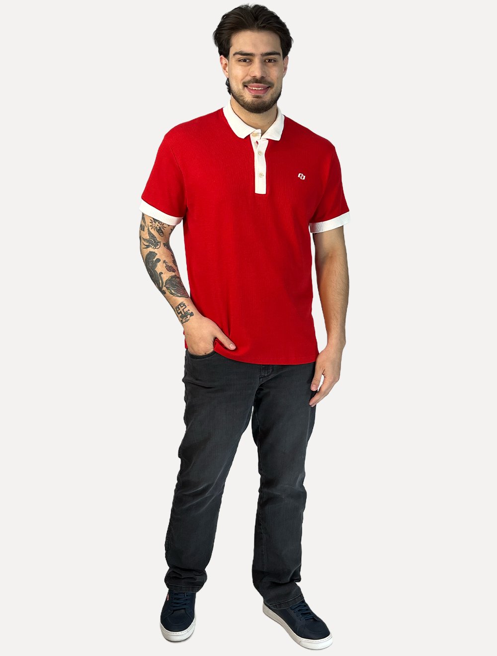 Polo Colcci Masculina Piquet Regular Texturizada Vermelha