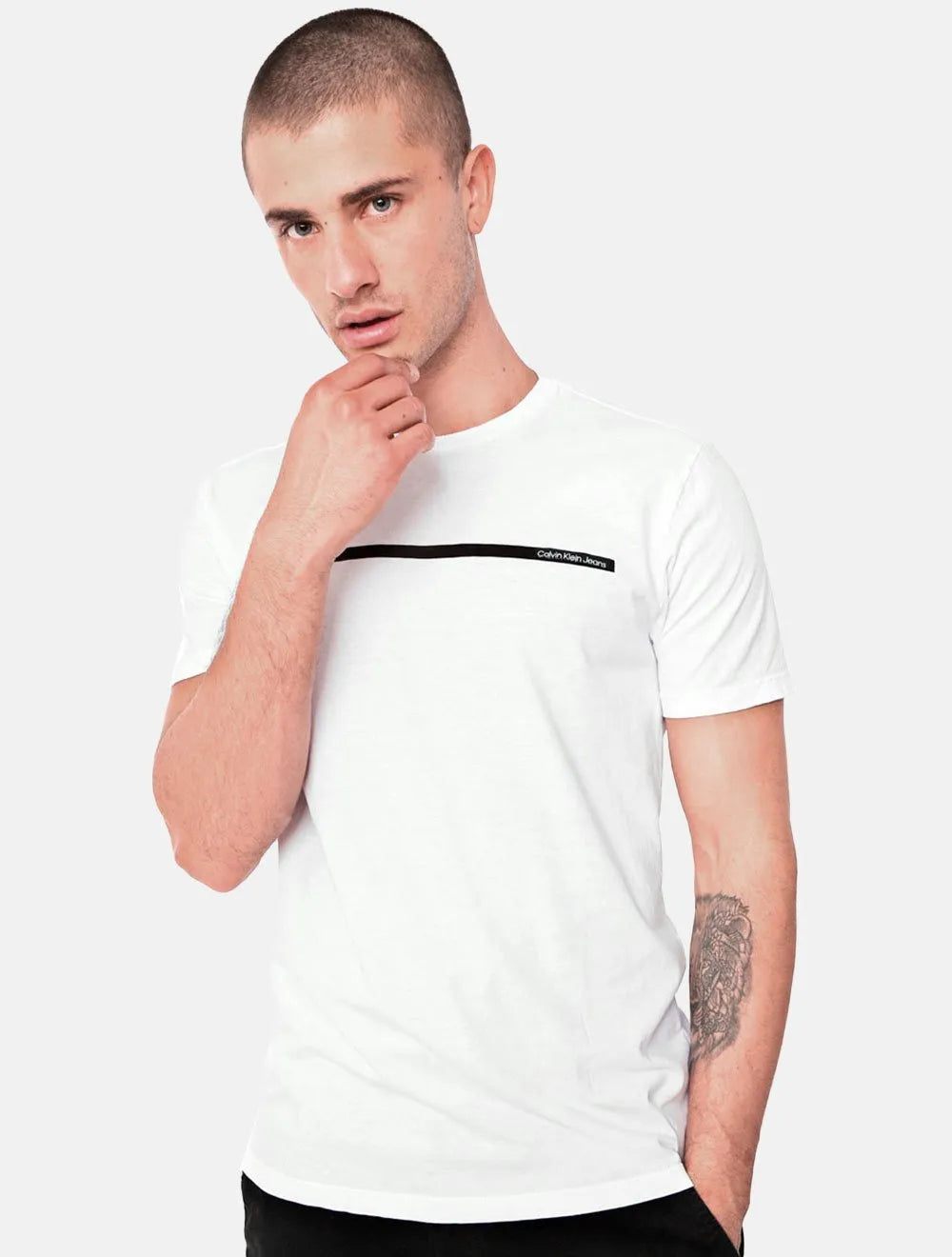 Camiseta Calvin Klein Jeans Masculina New Logo Sash Branca