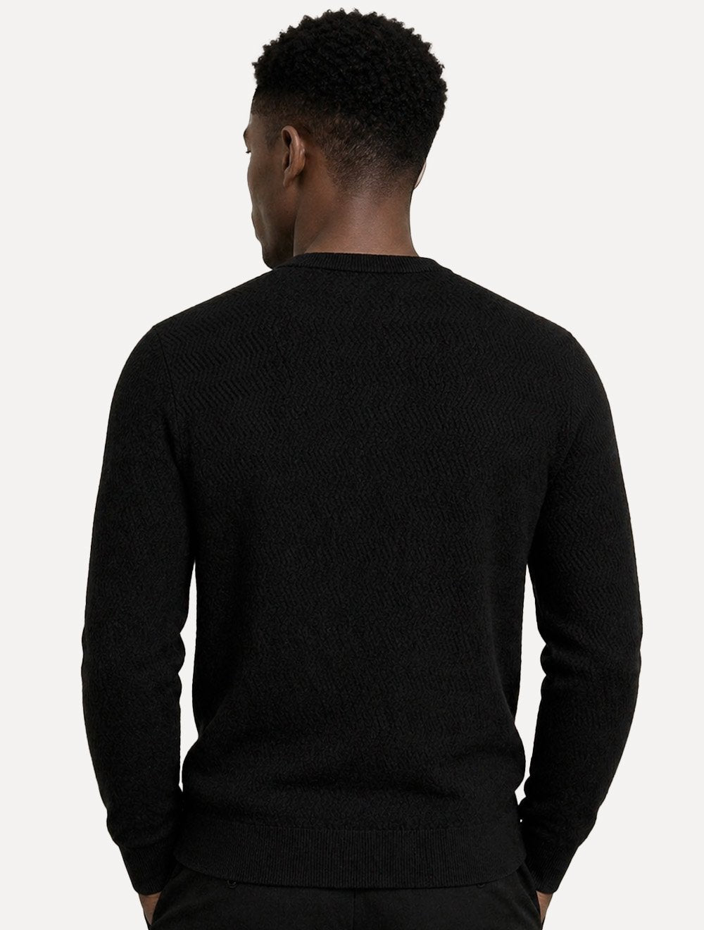 Suéter Dudalina Masculino Tricot Text Chevron Cotton Preto