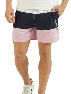 Short Nautica D'Água Colorblock Logo Branco Marinho e Rosa