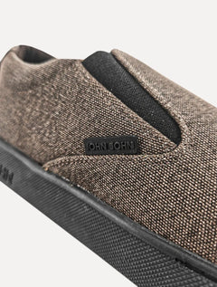 Tênis John John Masculino Slip On Miami Canvas Marrom Escuro Mescla