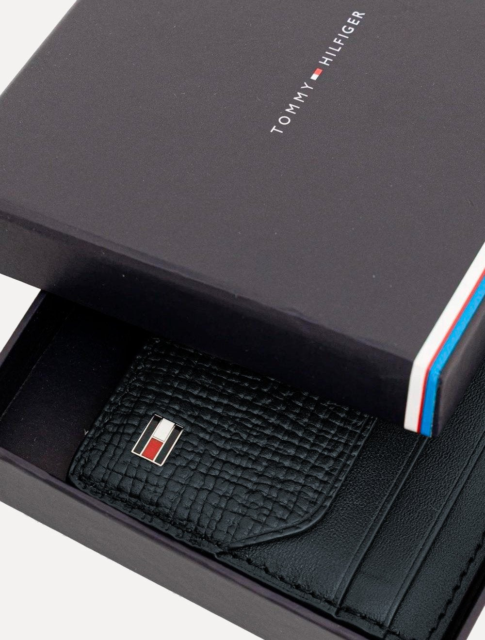 Carteira Tommy Hilfiger Porta Cartão Couro CC The Translucent Flag Azul Marinho