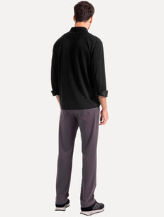 Camisa Ellus Masculina Tricoline LY Slim Preta