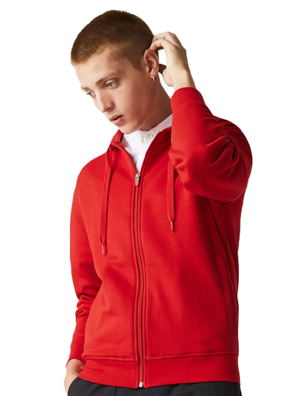 Moletom Lacoste Masculino Sport Fleece Hoodie Full Zip Vermelho