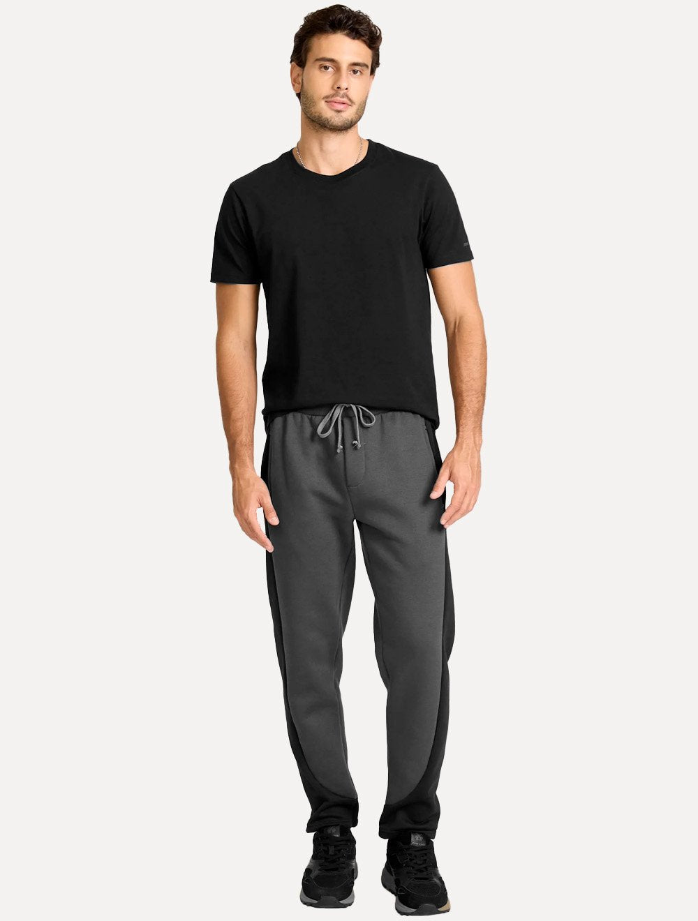 Calça John John Moletom Masculina Regular Double Tones Cinza Escuro
