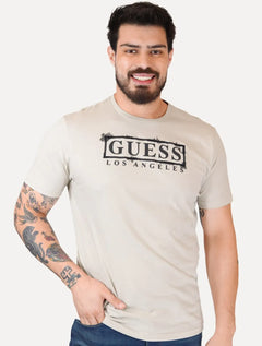Camiseta Guess Masculina Los Angeles Rubber Scratched Areia