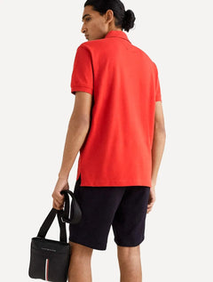 Polo Tommy Hilfiger Masculina Regular Piquet 1985 Light Button Vermelho Escarlate