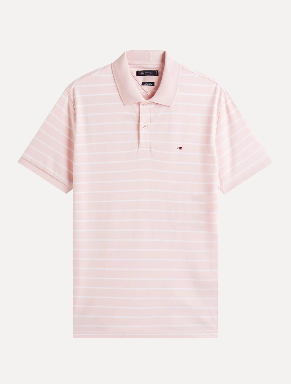 Polo Tommy Hilfiger Masculina Malha Liquid Cotton Striped Rosa Claro