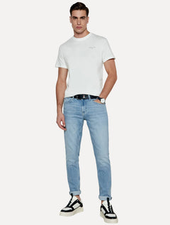 Camiseta Tommy Jeans Masculina Slim Linear Chest Branca