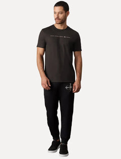 Camiseta Calvin Klein Jeans Masculina Meia Malha Logo Flow Marrom Escuro