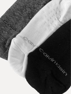 Meia Calvin Klein Invisível Preta/Branca/Grafite Kit 3 Pares