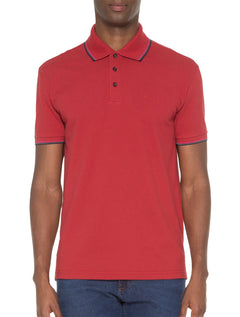 Polo Ellus Masculina Piquet Tipped Collar Vermelho Mescla