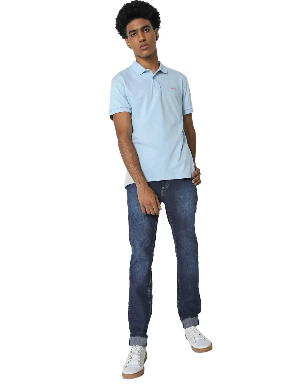 Polo Colcci Masculina Piquet Pink Logo Azul Claro
