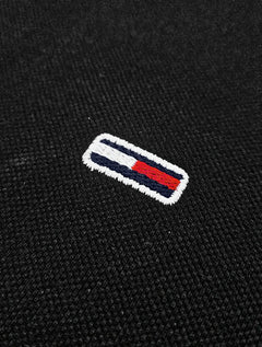 Polo Tommy Jeans Masculina Regular Piquet Flag Cuffs Preta