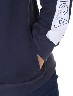 Moletom Nautica Masculino Full-Zip Logo Sleeve Azul Marinho