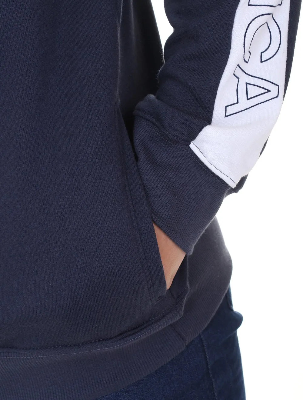 Moletom Nautica Masculino Full-Zip Logo Sleeve Azul Marinho