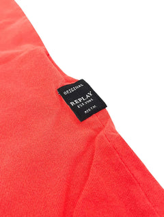 Camiseta Replay Masculina Basic Crewneck Logo Vermelho Coral