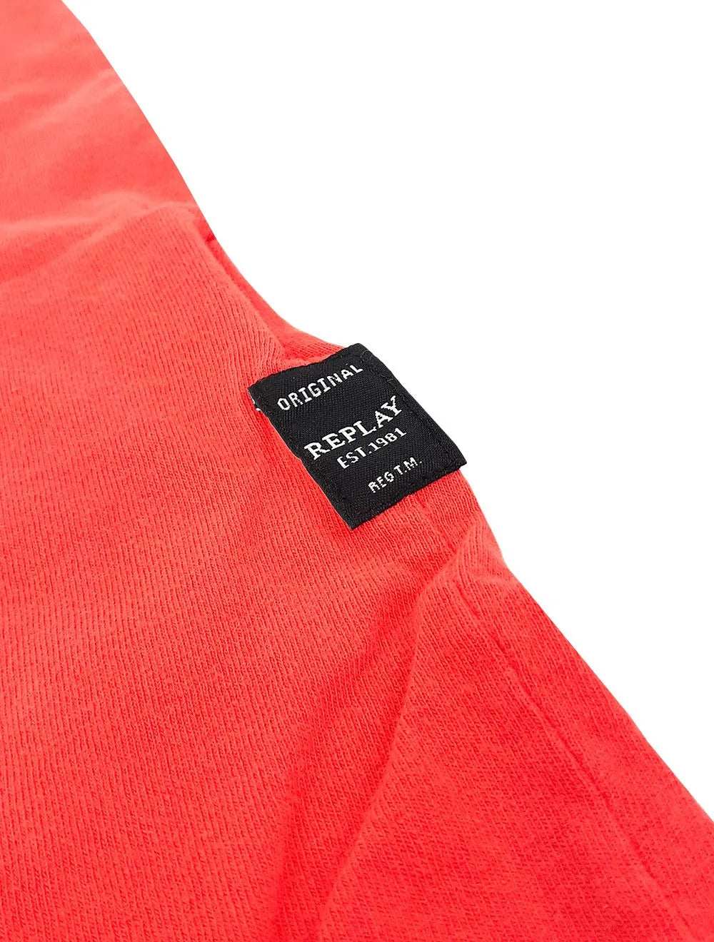 Camiseta Replay Masculina Basic Crewneck Logo Vermelho Coral