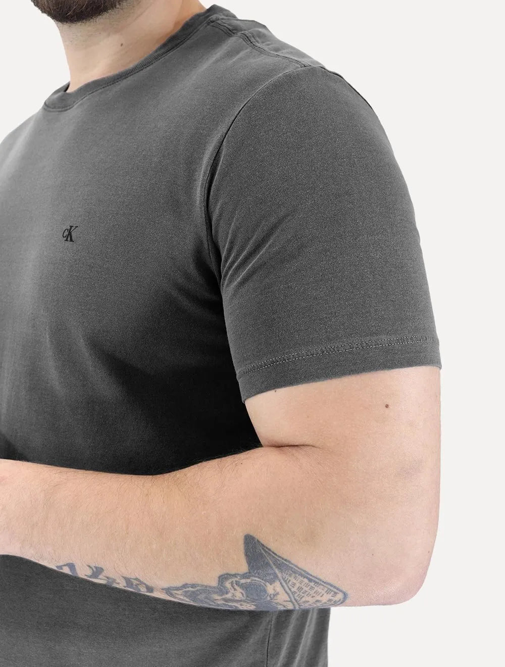 Camiseta Calvin Klein Jeans Masculina Monogram Logo Pigmento Chumbo