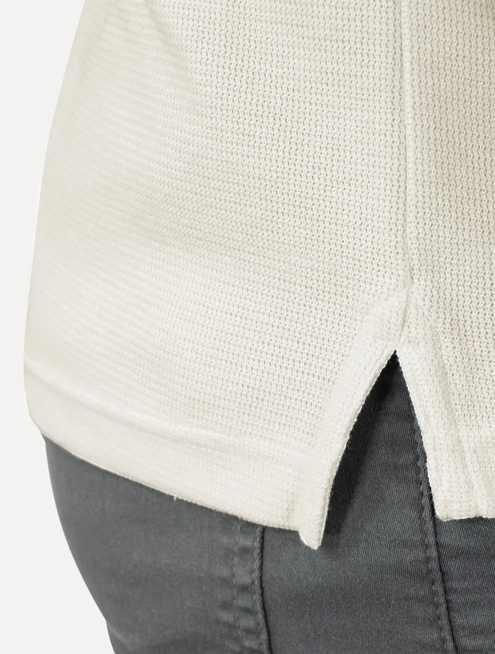 Polo Tommy Hilfiger Masculina Mercerised Jacquard Off White