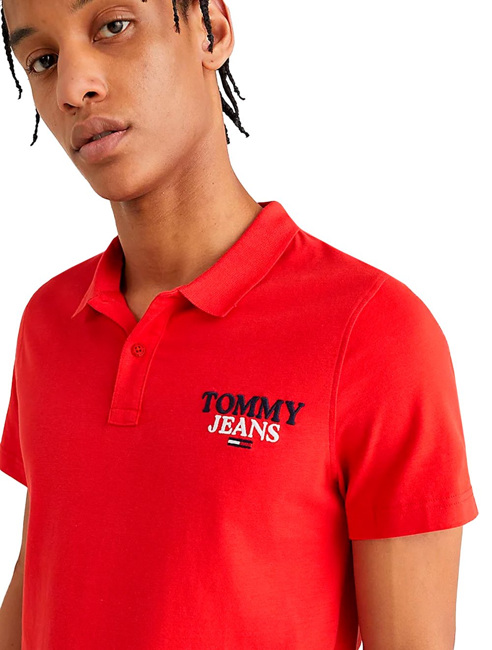Polo Tommy Jeans Masculina Malha Regular Washed Jersey Vermelho Escarlate