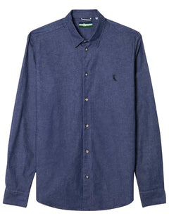 Camisa Reserva Masculina Casual Enxuto Jeans Azul Índigo