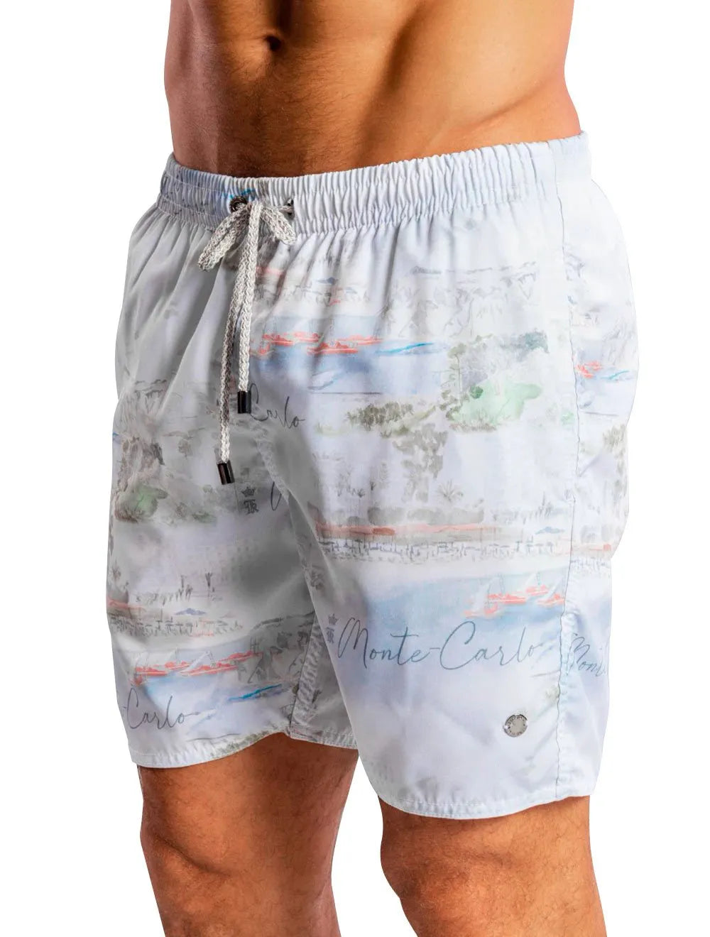 Short Sergio K Masculino D'Água Beachwear Monte Carlo Branco