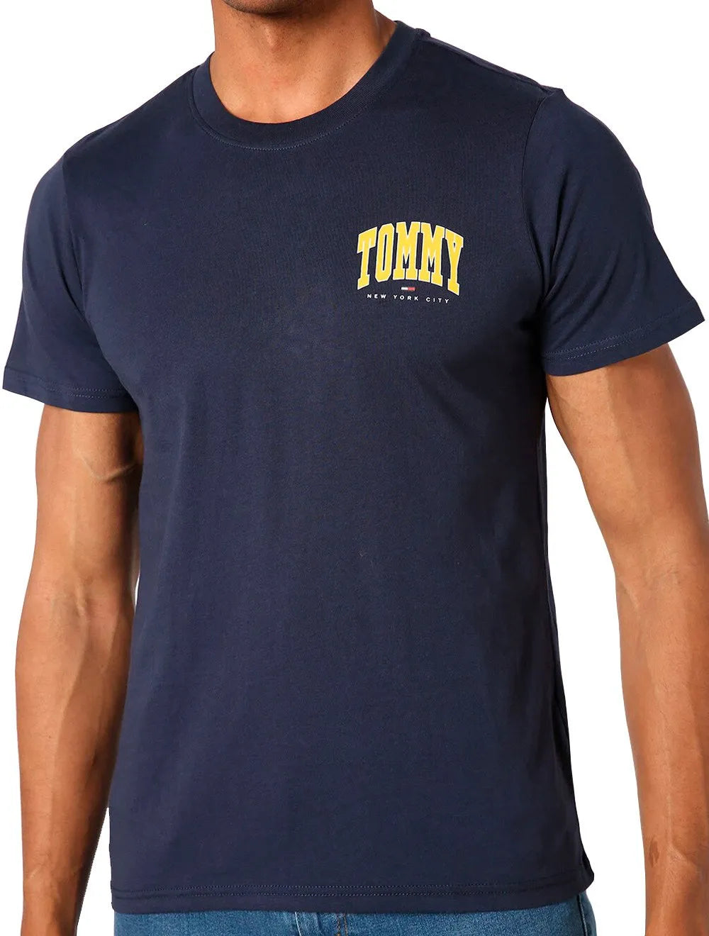 Camiseta Tommy Jeans Masculina Chest College Graphic Azul Marinho