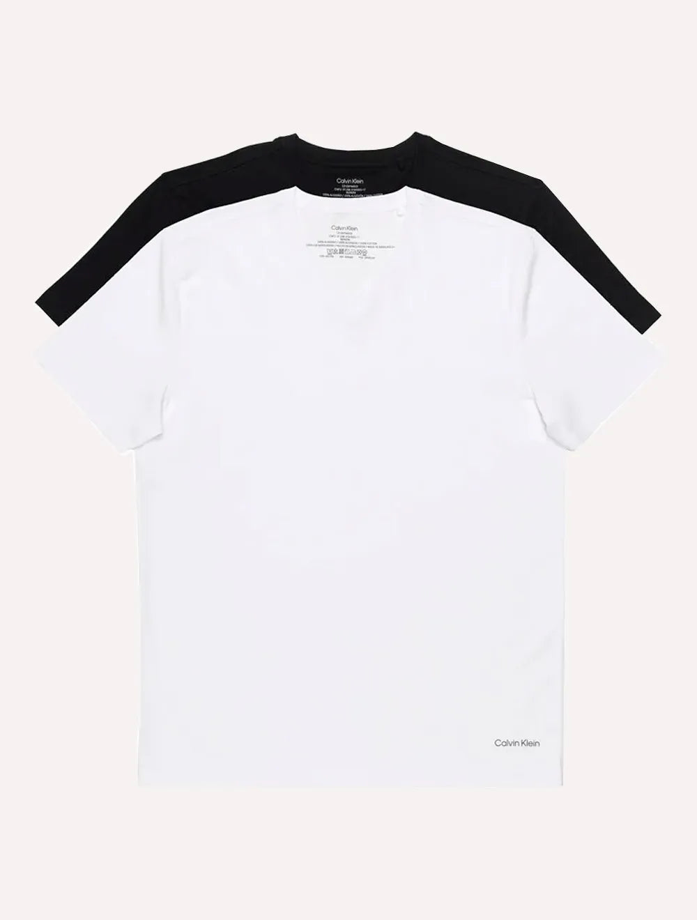 Camisetas Calvin Klein Underwear Masculinas V-Neck Branca e Preta Pack 2UN