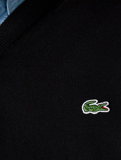 Suéter Lacoste Masculino Classic Fit Gola V Logo Preto