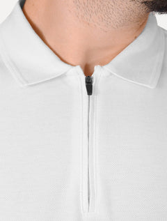 Polo Calvin Klein Masculina Piquet Slim Half Zip Branca