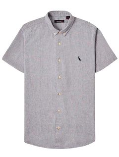 Camisa Reserva Masculina Manga Curta Oxford Color Azul Marinho Mescla