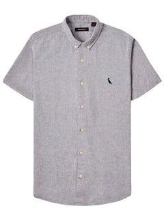 Camisa Reserva Masculina Manga Curta Oxford Color Azul Marinho Mescla