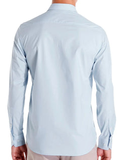 Camisa Dudalina Masculina Slim Tricoline Lisa Azul Claro
