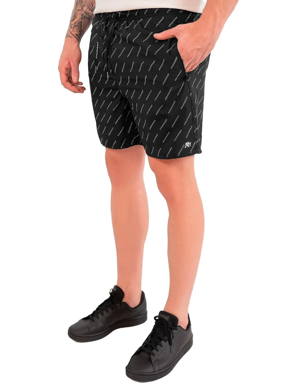Short Aeropostale Masculino D'Água Swimwear Pattern Logo Preta