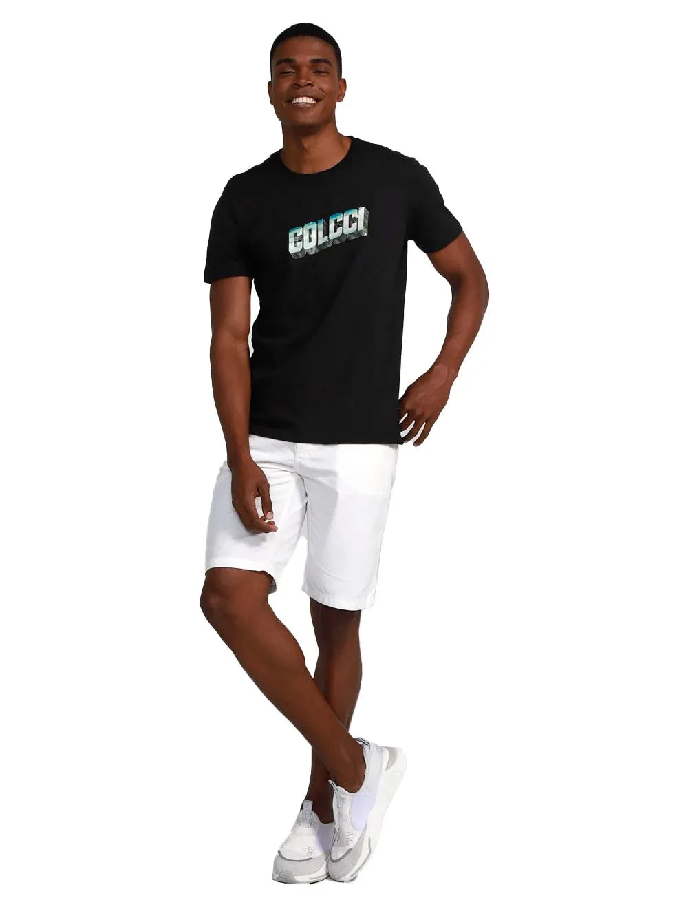 Camiseta Colcci Masculina Slim Metallic Logo Preta