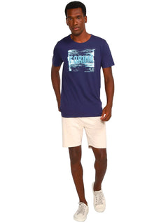 Camiseta Forum Masculina Logo Glitch Azul Marinho