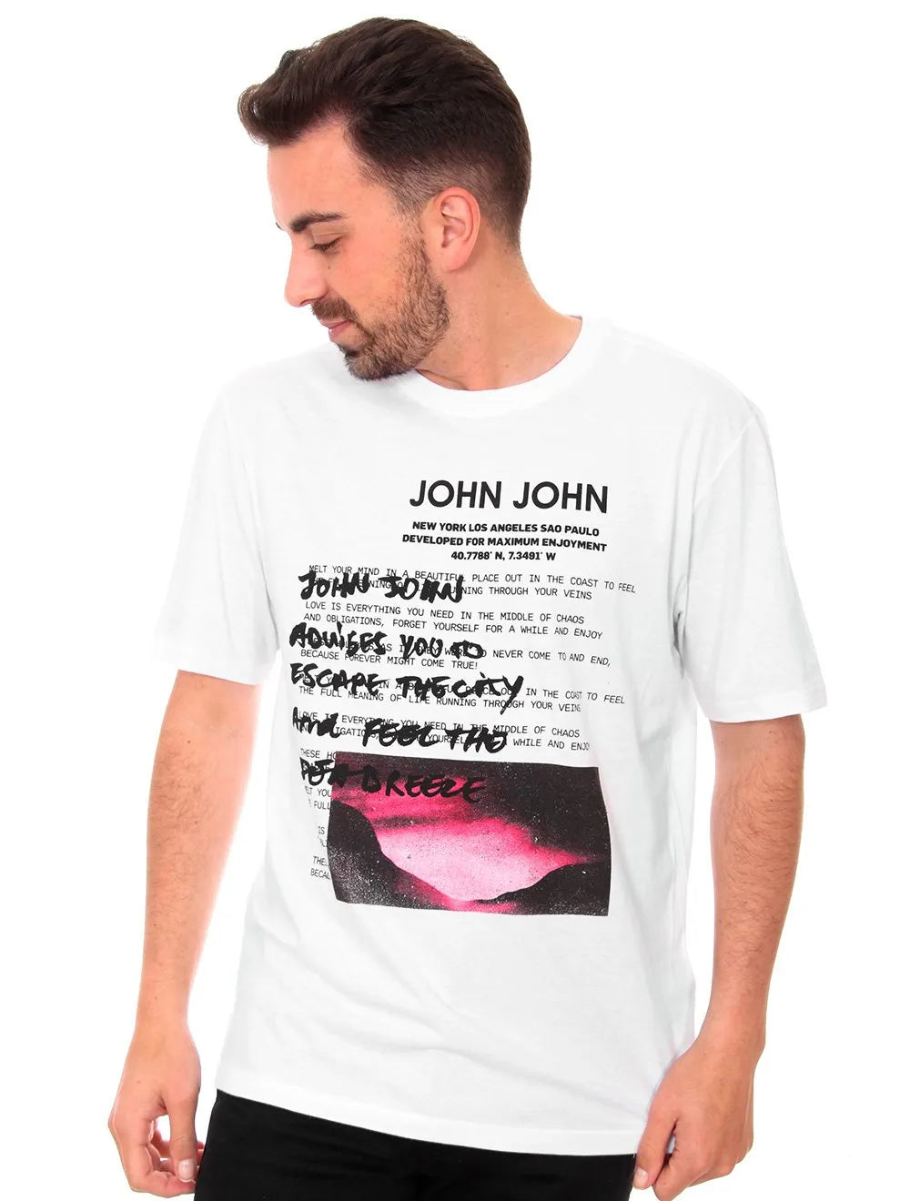 Camiseta John John Masculina Regular Melt Your Mind Branca