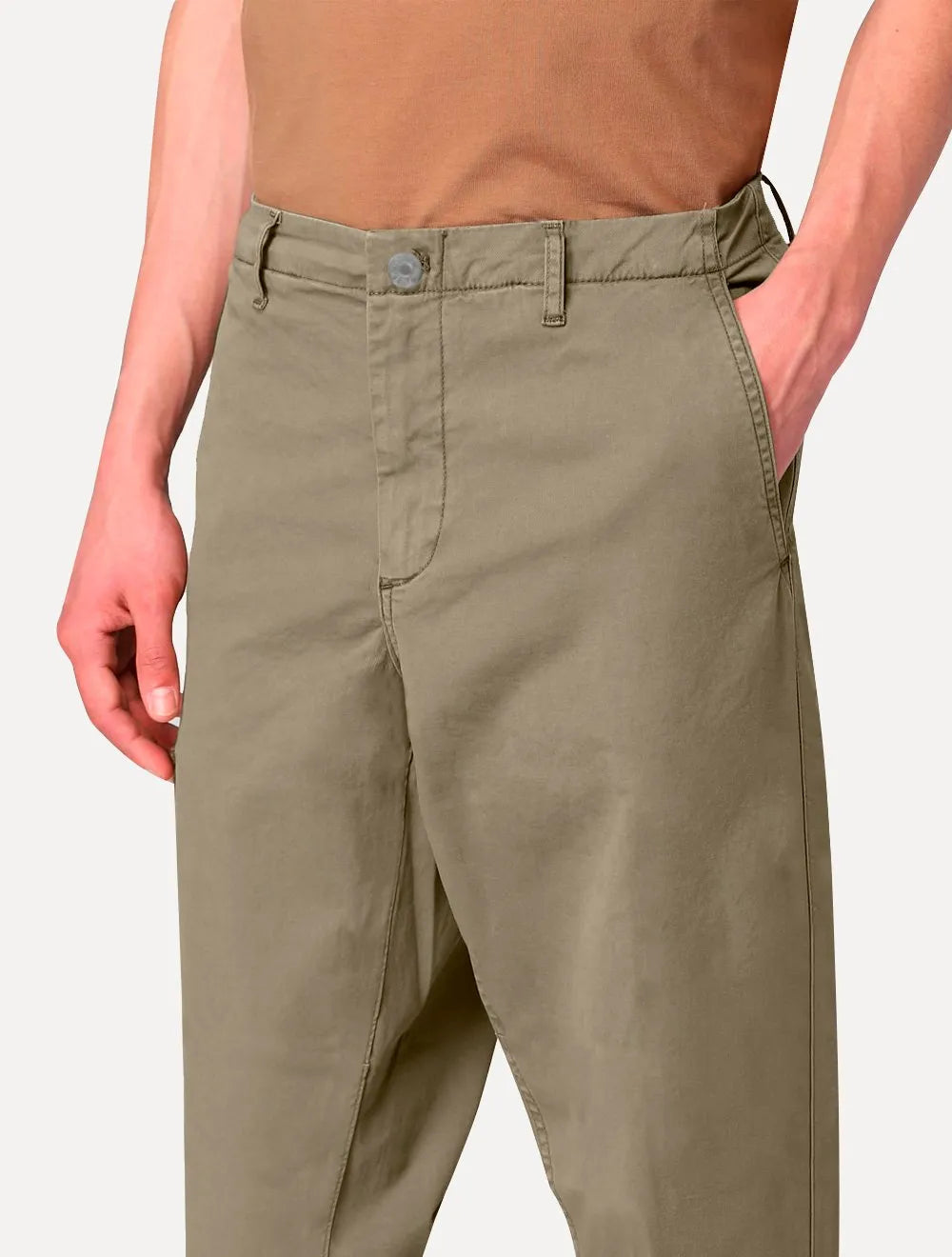 Calça Tommy Hilfiger Masculina Sarja Regular Fit Normal Rise Cáqui