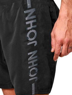 Bermuda John John Masculina D'Agua Black Military Logo Preta