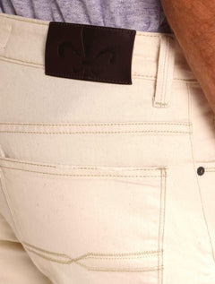 Bermuda Dudalina Sarja Comfort Linho Faca Off-White