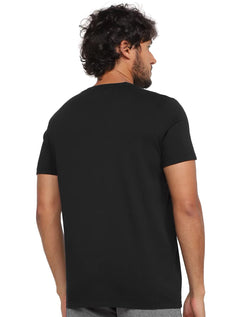 Camiseta Ellus Cotton Fine Blue Maxi Splash Logo Preta