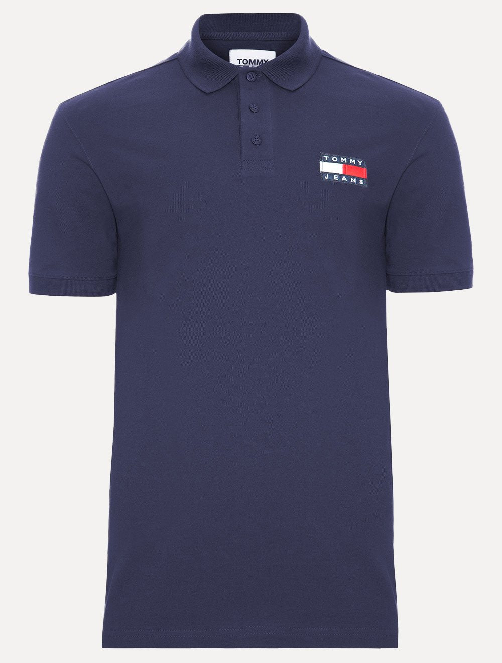 Polo Tommy Jeans Masculina Regular Classic Flag Badge Azul Marinho